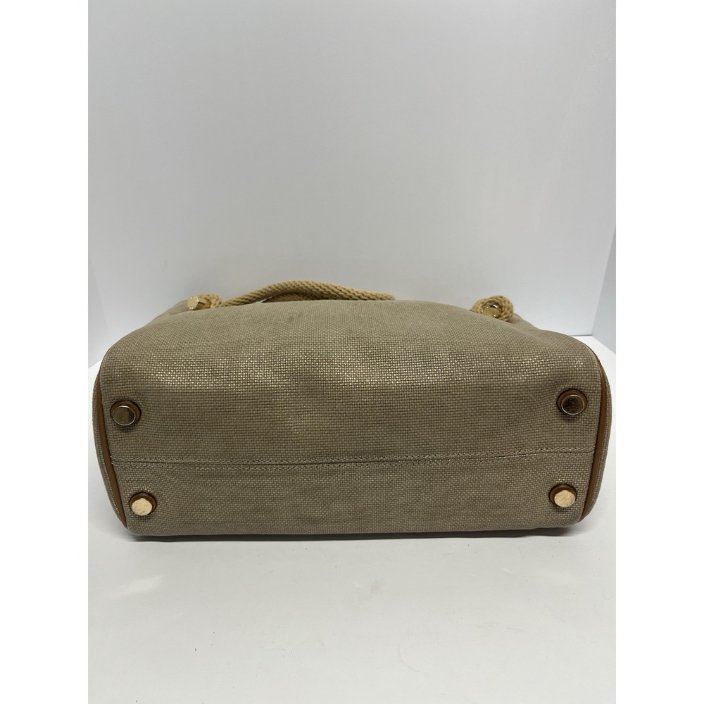 Michael Kors Isla Large Natural Burlap Tote Rope Leather  Purse - Picture 7 of 10